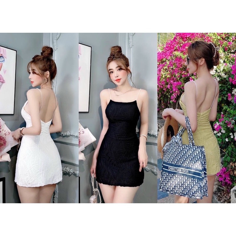 ĐẦM BODY 2 DÂY PHỐI NGỌC HỞ LƯNG