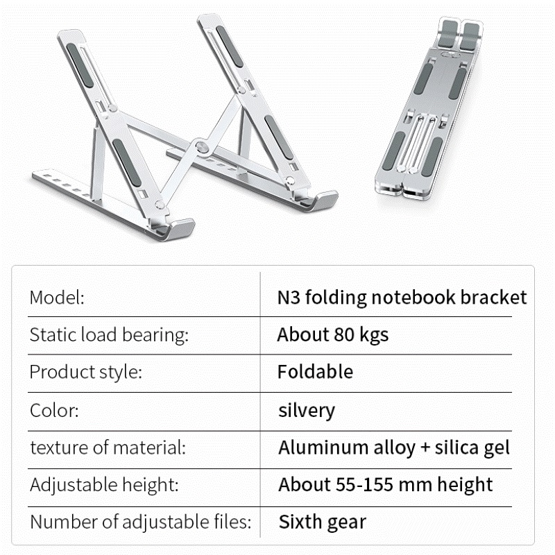 Giá Đỡ kim loại N3 cho laptop máy tính bảng hỗ trợ tản nhiệt và điều chỉnh góc máy hàng nhập khẩu