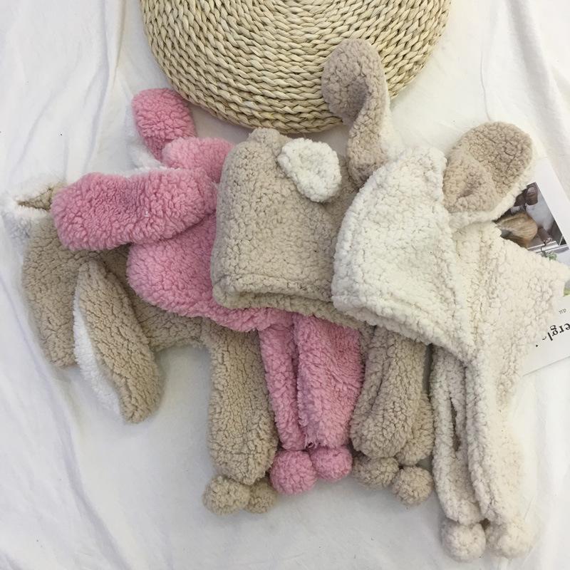 Mùa Đông Trẻ Em Thỏ Nón Đôi Tai Dài Dễ Thương Sang Trọng Ấm Cho Bé Mũ Khăn Quàng Cổ Cho Bé Trai Bé Gái Giả Thịt Cừu Len Cho Bé Boonet trẻ Em Nắp 1-5Years