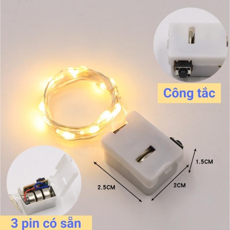 Dây đèn led trang trí phòng ngủ gương dùng pin ngoài sinh nhật trời bể cáfairylight đom đóm có sẵn pin dài 1m-2m-3,5m