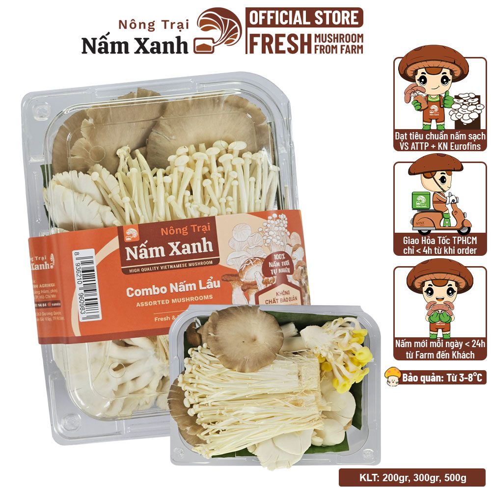 Combo Lẩu Nấm Happy 500gr - Nông Trại Nấm Xanh