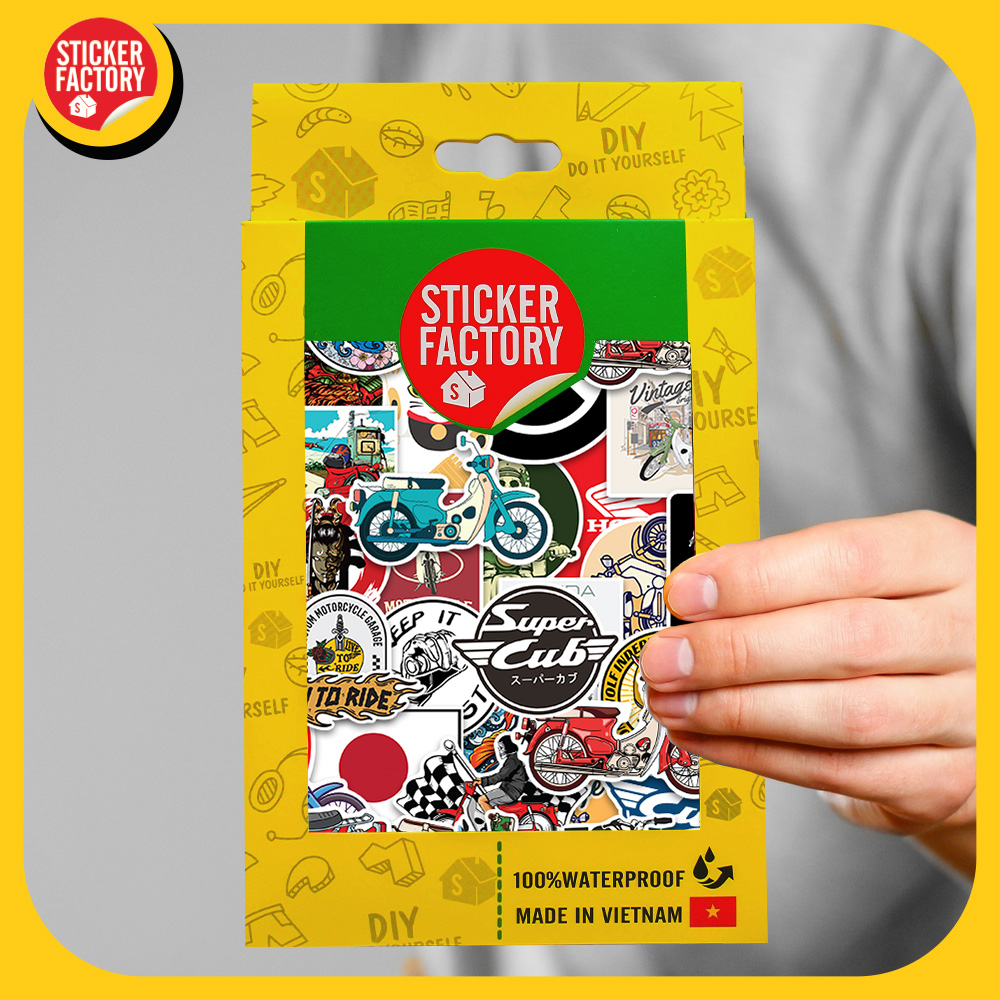 Super Cub - Set 100 sticker decal hình dán nón bảo hiểm, laptop, xe máy, ô tô - STICKER FACTORY