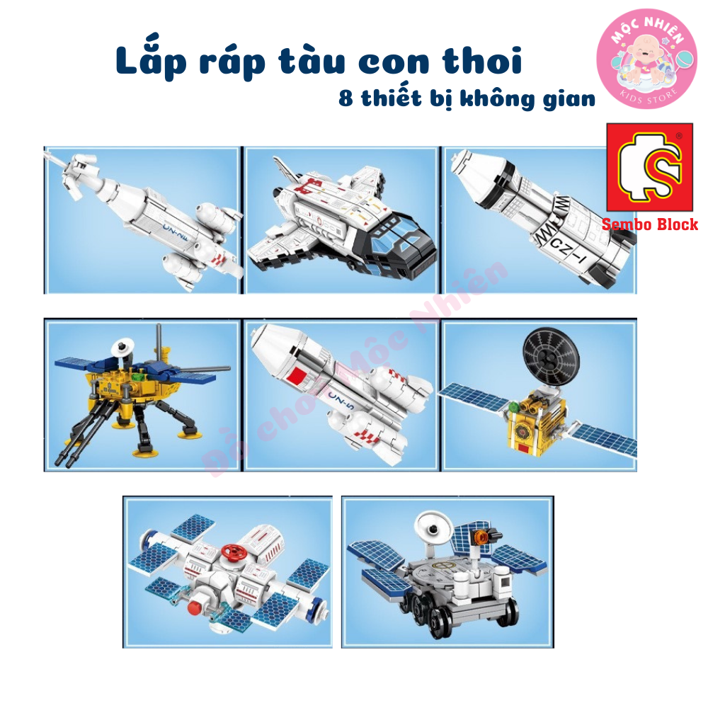 Đồ chơi lắp ráp xếp hình tàu con thoi Space Shuttle 8 trong 1 SEMBO BLOCK 203311 - 203318 (836 mảnh ghép)