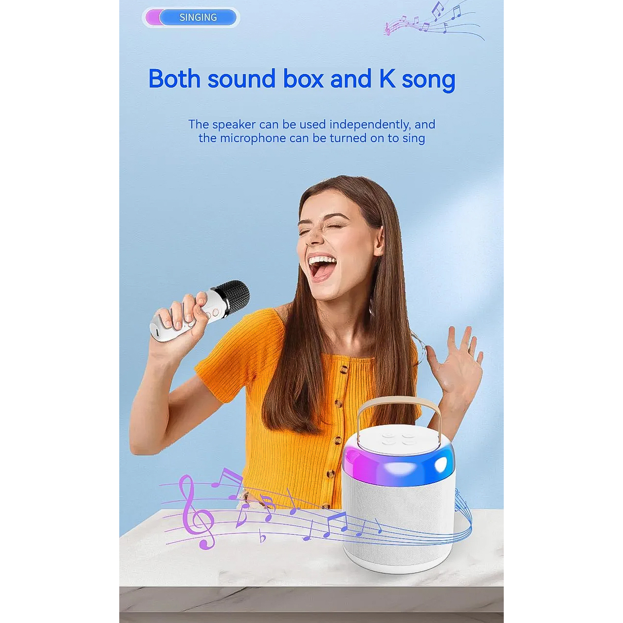 Loa bluetooth karaoke mini Vinetteam Y2 kèm 2 micro không dây hát siêu hay hỗ trợ thẻ nhớ, AUX kết nối điện thoại, laptop - hàng chính hãng