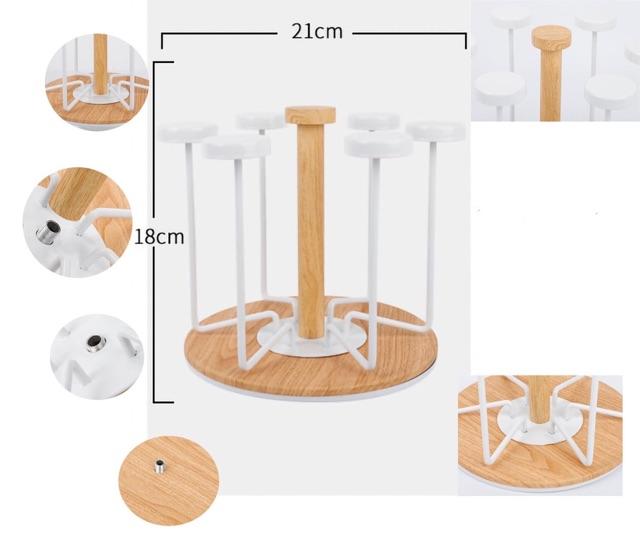 Giá úp cốc gỗ tròn sang chảnh