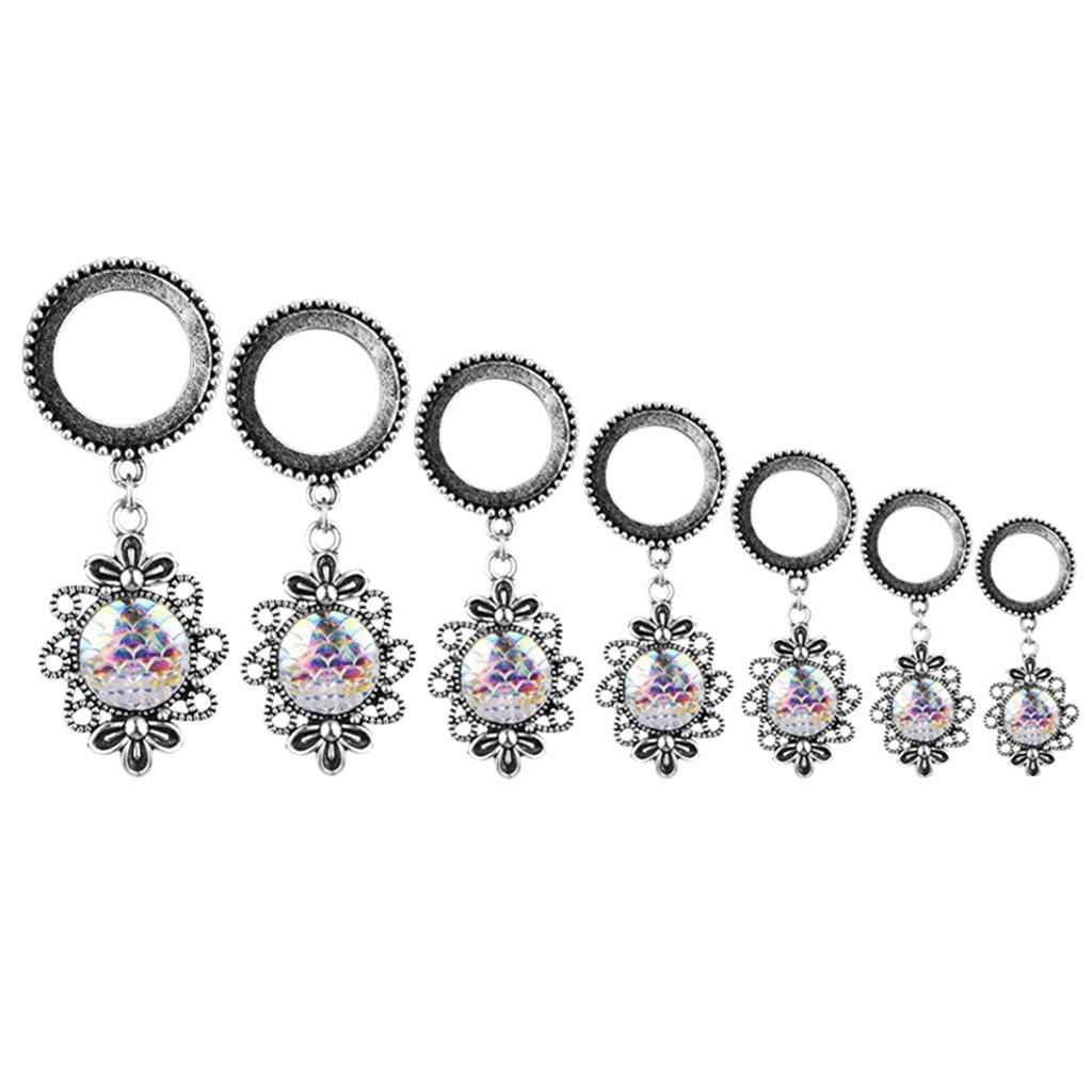 2pcs Stainless Flesh Tunnel Ear Expanders Scales Pendant Ear Accessories