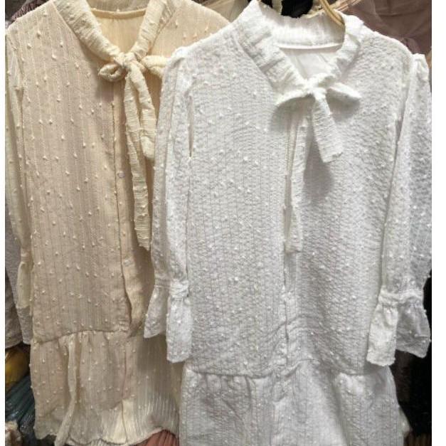 Đầm Suông Thắt Nơ Tay Bèo