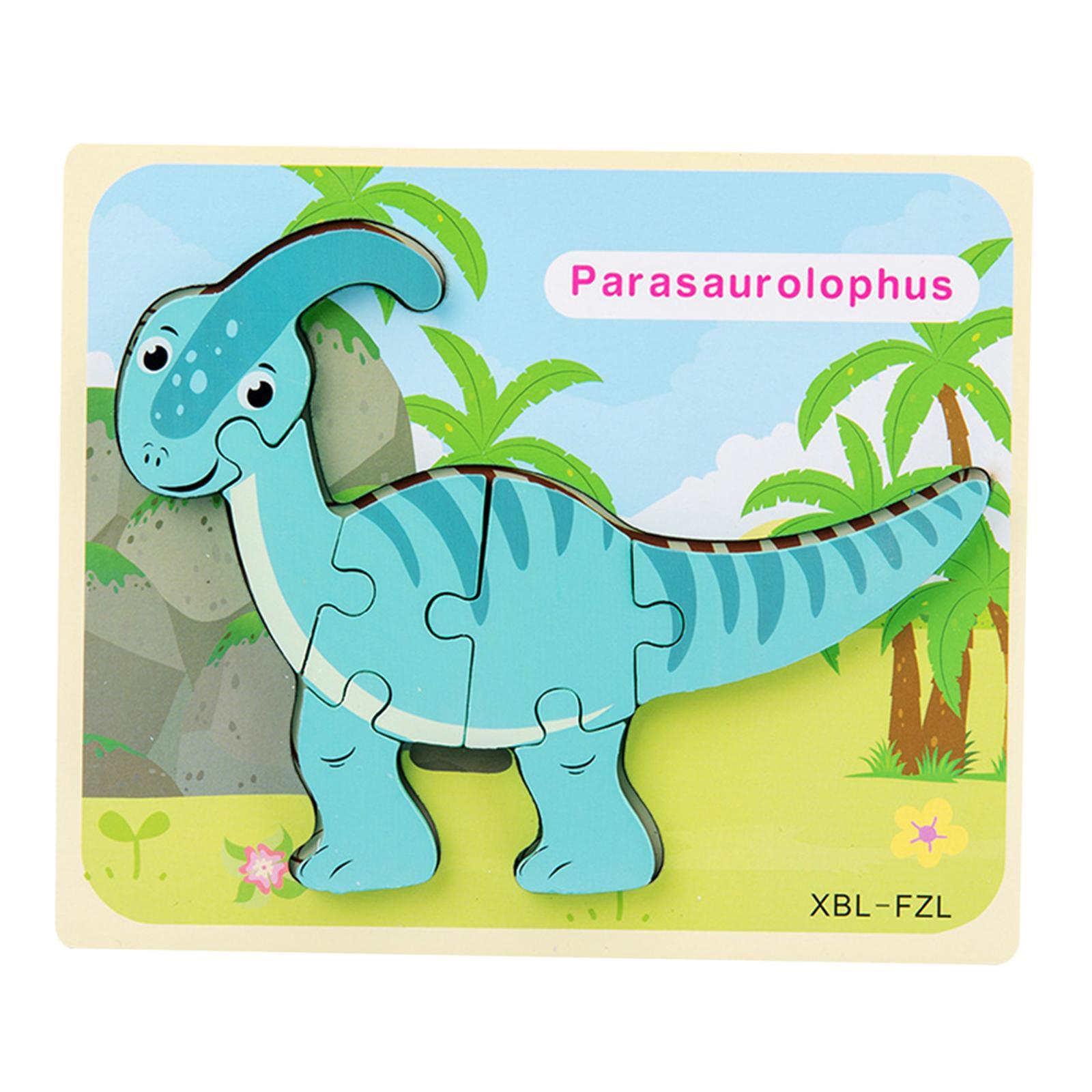 Wooden Dinosaur Puzzles for 1 2 3 Year Old Kids Educational Toys