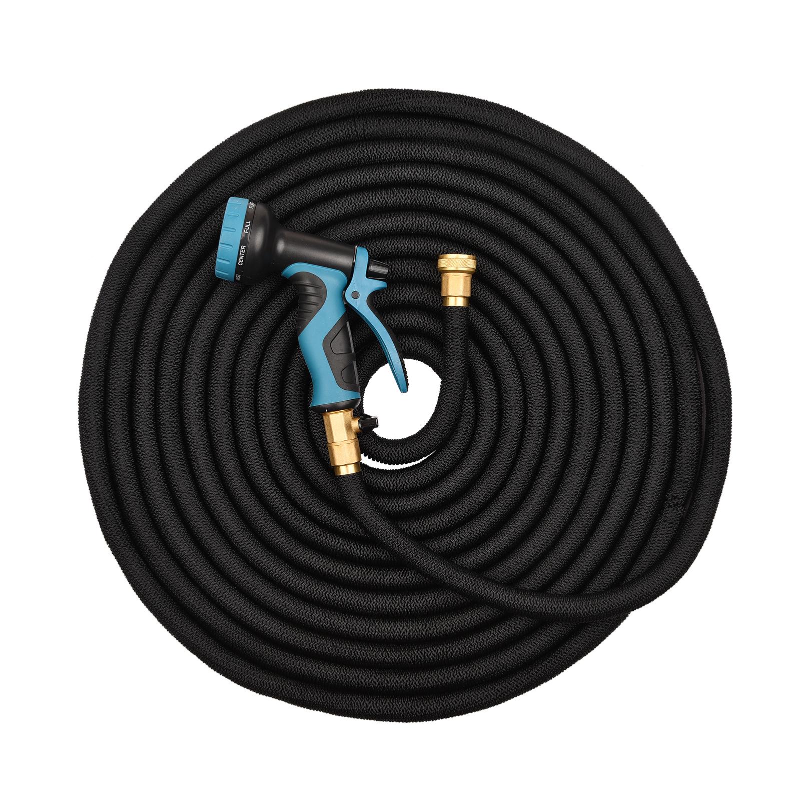 100FT Garden Hose Expandable Hose Flexible Water Hose with Spray Nozzle Car Wash Hose with Solid Brass Connector Leakproof Lightweight Expanding Pipe for Watering and Washing