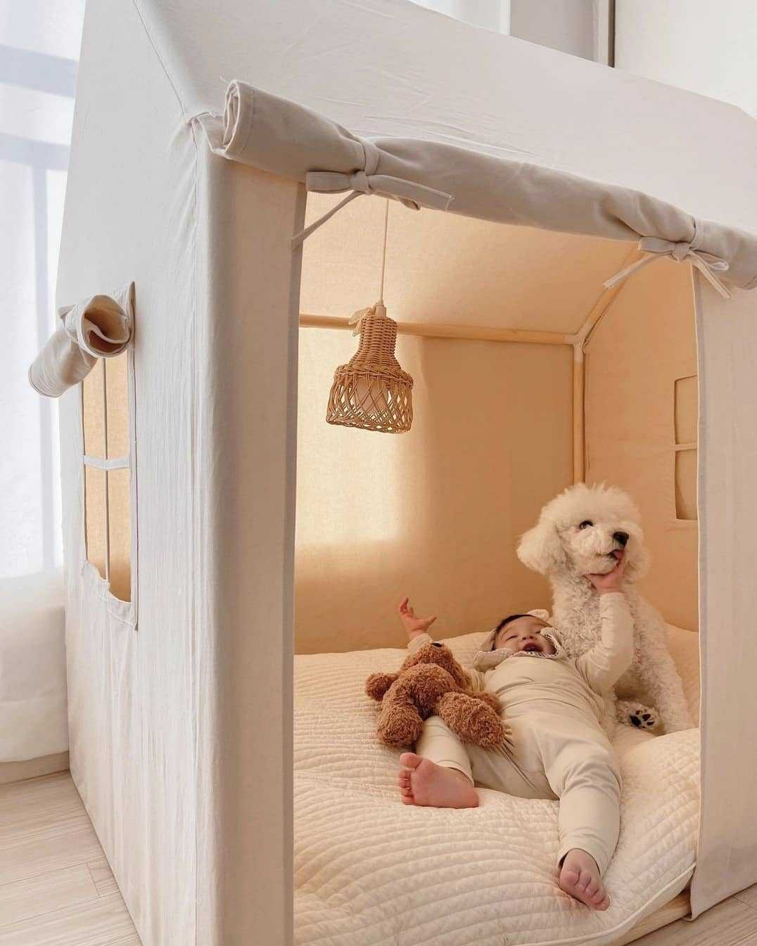 Phòng Ngủ Mini Cho Bé Vui Chơi Tent House Kids Phong Cách Hàn Quốc