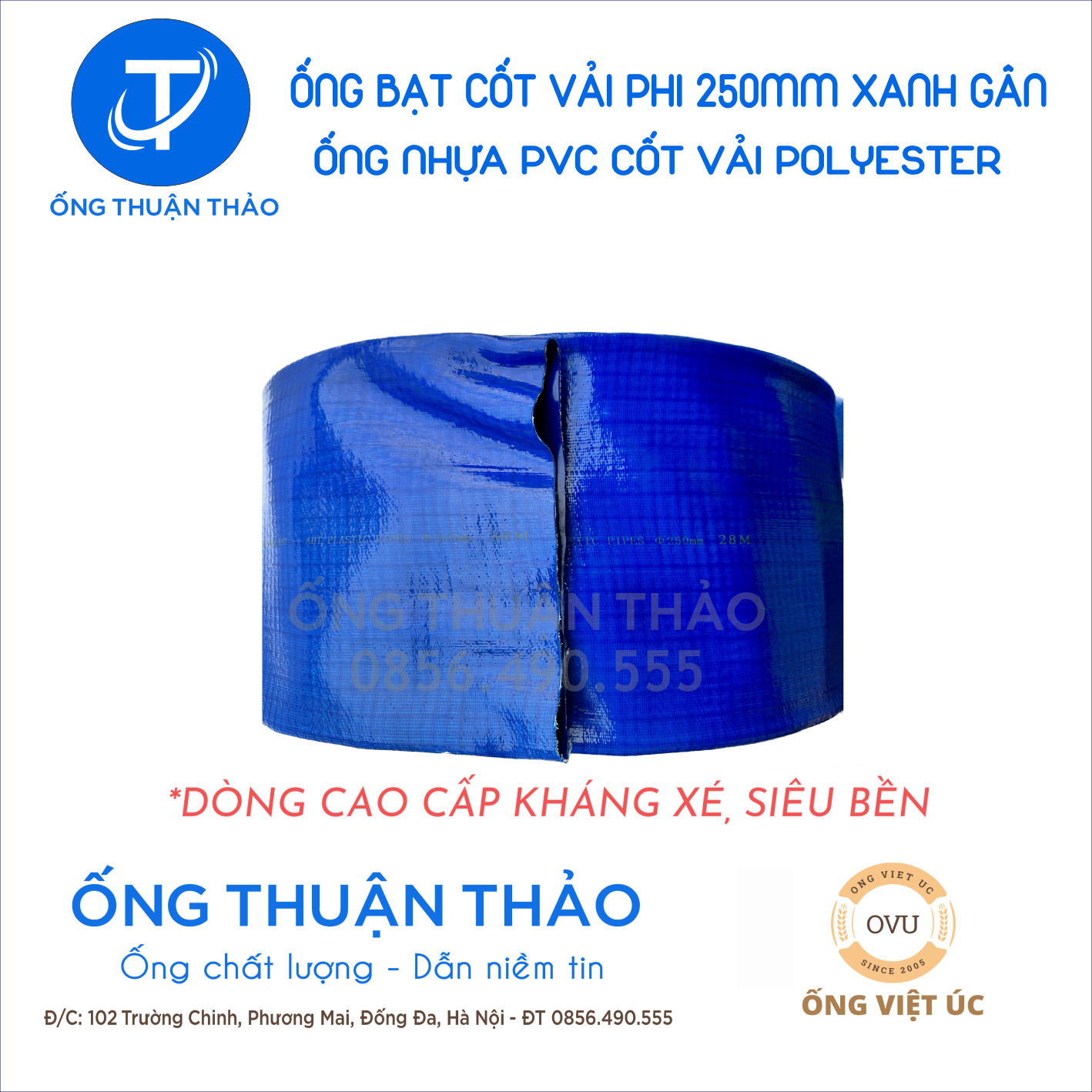 Ống bạt gân sần phi 250MM cuộn 20M - Ống bạt tải bùn cát sỏi bê tông THUẬN THẢO