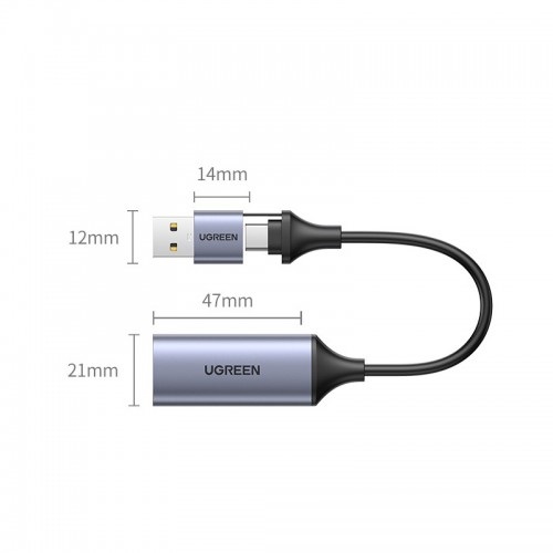 Thiết bị ghi hình Ugreen 40189 HDMI to USB + Type C live streaming - Hàng Chính Hãng