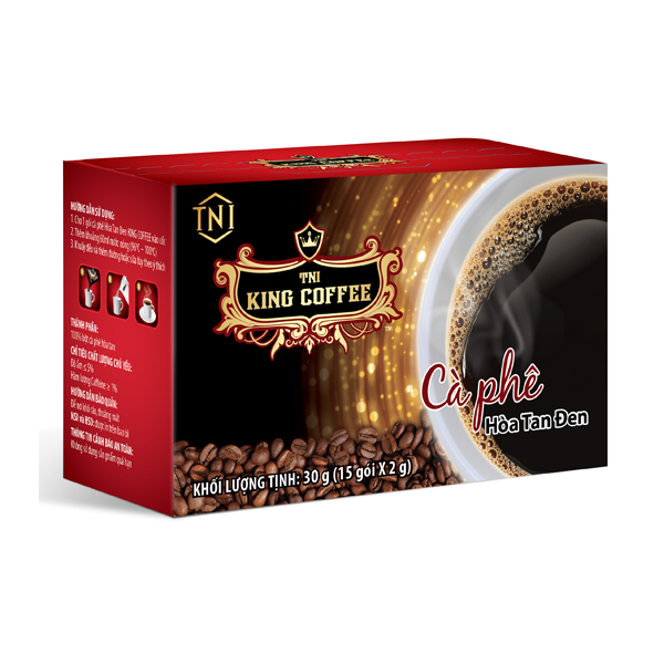 Cà Phê Hòa Tan 100% Đen Thuần Khiết KING COFFEE - Hộp 15 gói x2g