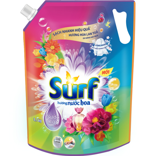 Nước giặt 3.1Kg Surf nước giặt quần áo Sạch thơm Hương nước hoa