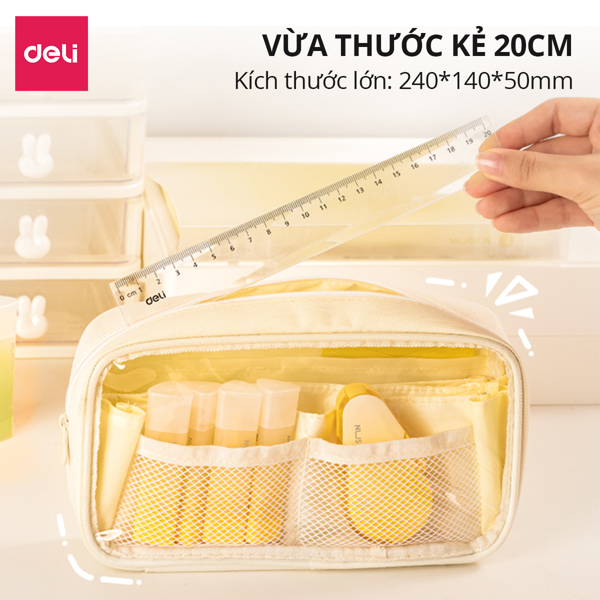 Hộp Bút Túi Đựng Bút To Vải Oxford Chống Nước Pastel Deli - Sức Chứa Lớn Chống Nước Bụi Học Sinh Văn Phòng Đa Năng