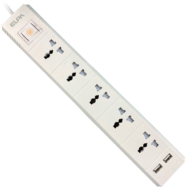 Ổ cắm 5 ổ điện; 1 công tắc; 3m; 2xUSB ELPA ESU-VNC53 - HÀNG CHÍNH HÃNG