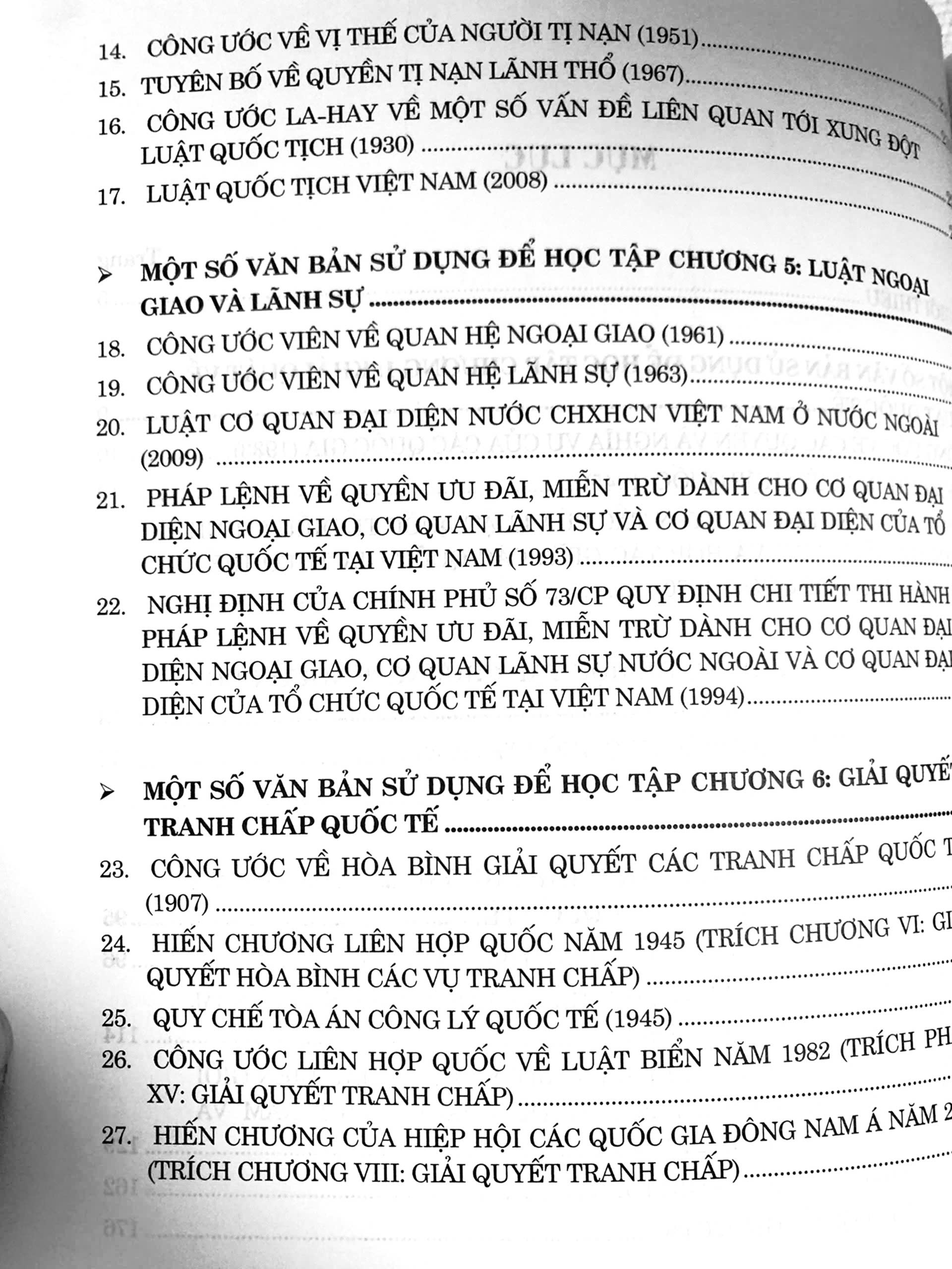 Tuyển tập văn bản sử dụng để học tập môn Công pháp quốc tế