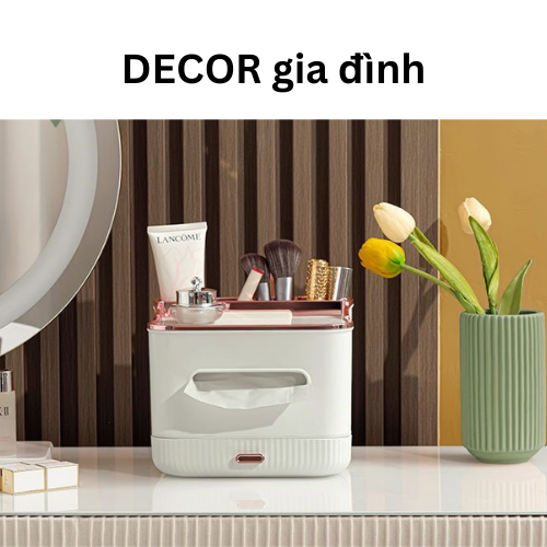 Hộp đựng khăn giấy ăn thông minh 06 ngăn đựng đồ, màu sắc siêu xinh decor gia đình