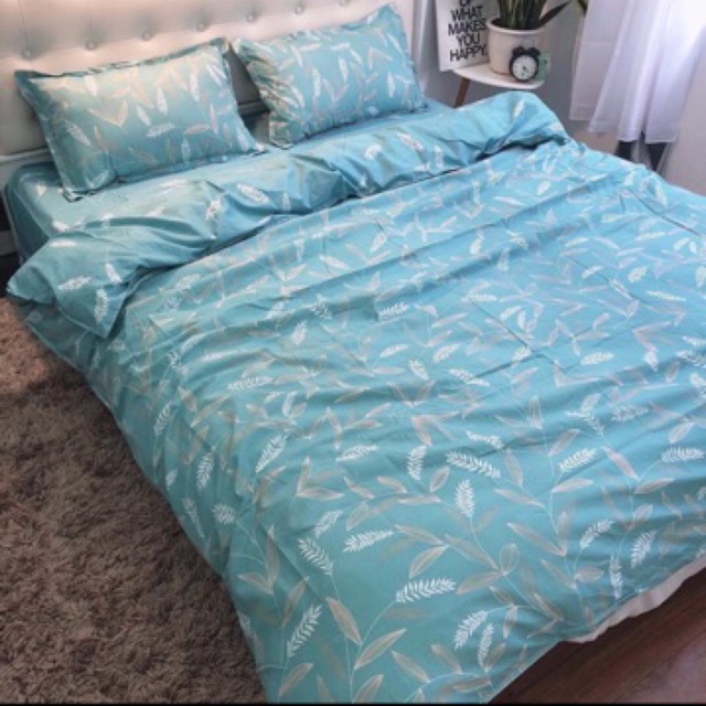 Bộ chăn ga gối cotton PL1 Lá tre xanh