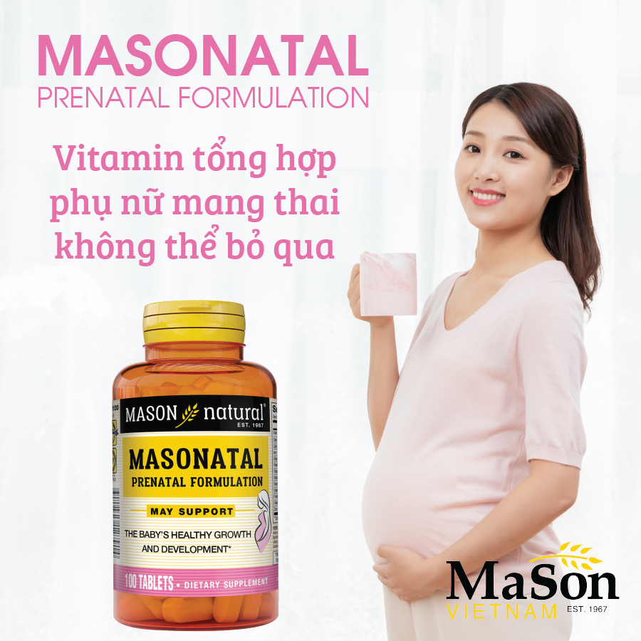 Viên uống bổ sung vitamin và khoáng chất cho phụ nữ mang thai và cho con bú Masonatal Prenatal Formulation