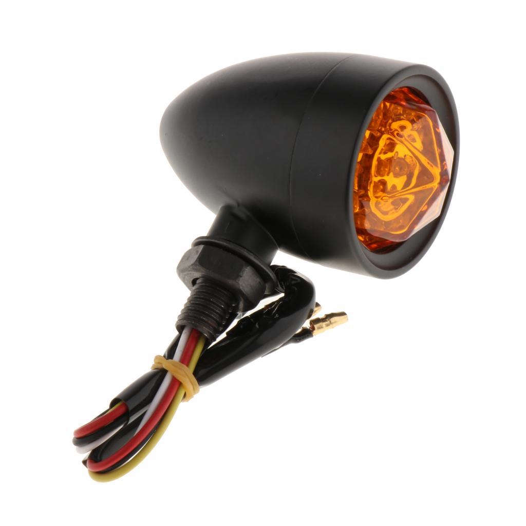 2x Motorcycle Scooter Amber Turn Signals Blinker Indicator Lights 12V Black