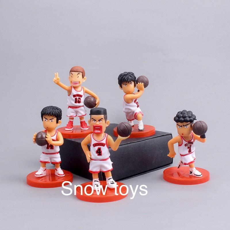 Mô hình Slam Dunk - Trọn bộ Team Shohoku trắng - Hanamichi Rukawa Takenori Ryota Mitsui - Cao 8cm