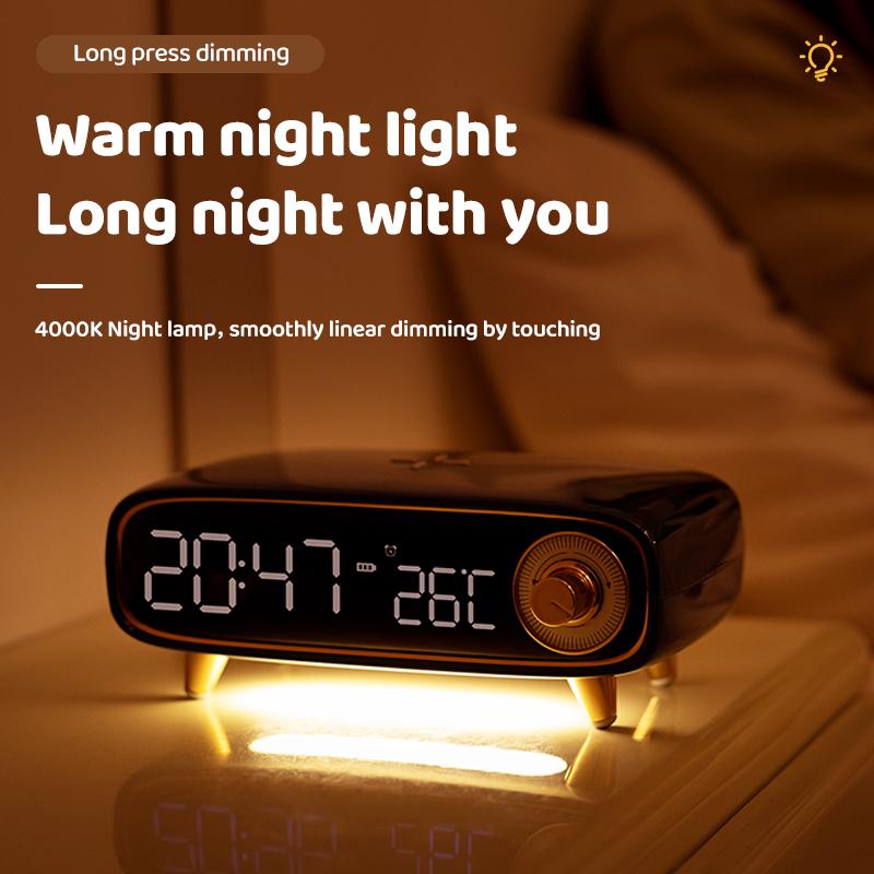 15W không dây Sạc nhanh đa chức năng loa bluetooth Si-in-một lần sạc đèn ngủ đêm Đèn báo thức ánh sáng Tăng nhiệt nhiệt độ Color: green