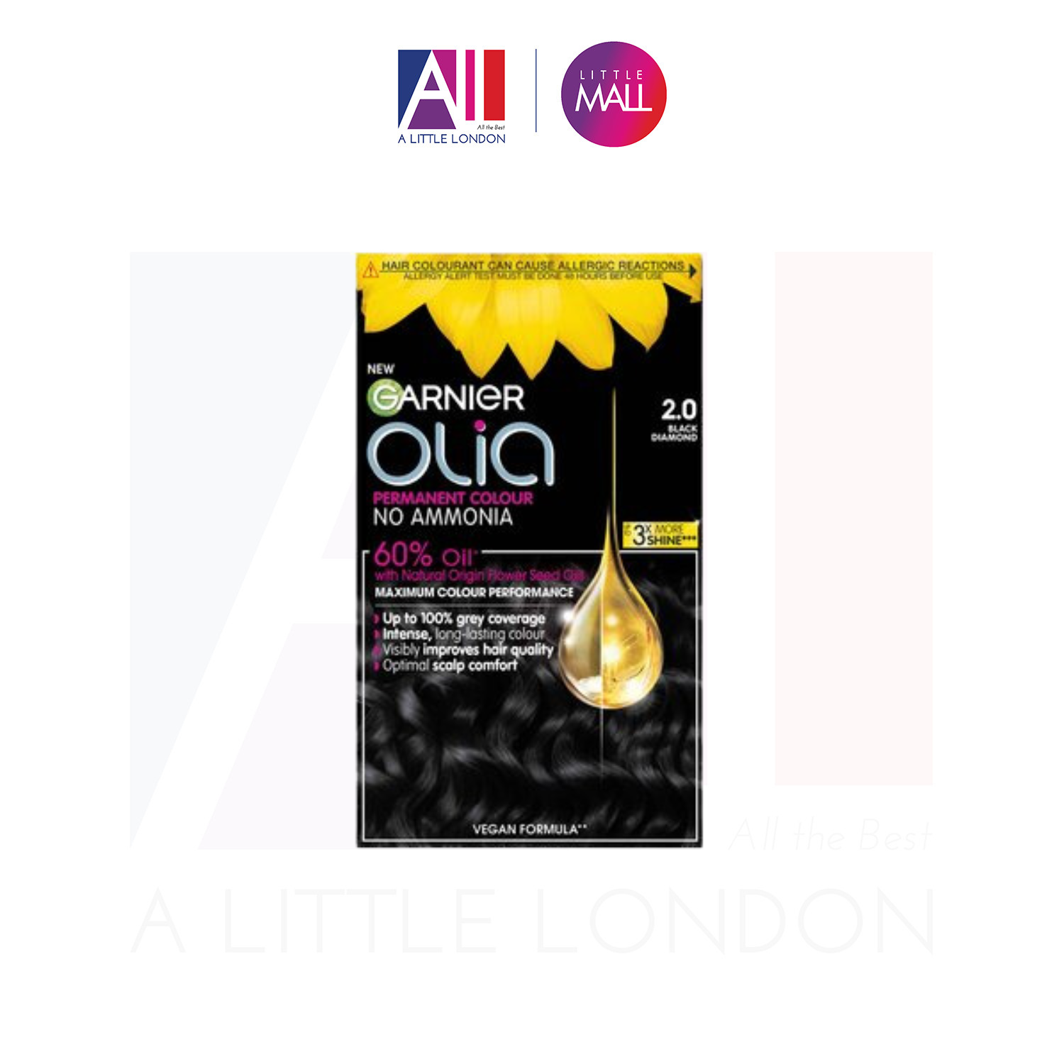 Thuốc nhuộm tóc Garnier Olia Permanent Hair Colour 2.0 - Black Diamond