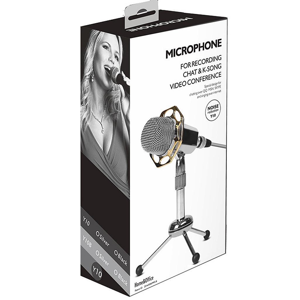 3.5mm Studio Stereo Recording Condenser Mic With Mic Holder  For Computer