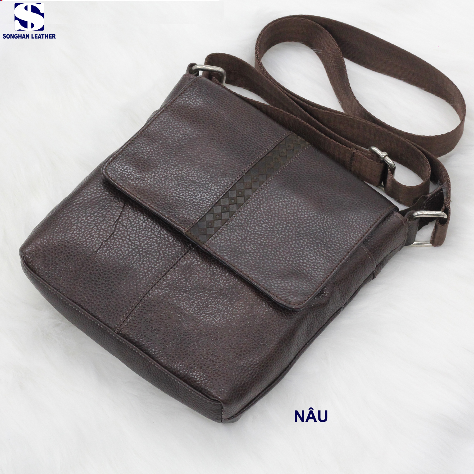 Túi Nam Đeo Chéo Mini Da Bò Cao Cấp Songhan Leather BM03,Túi Nam Vuông Thời Trang,Bảo Hành 12 Tháng