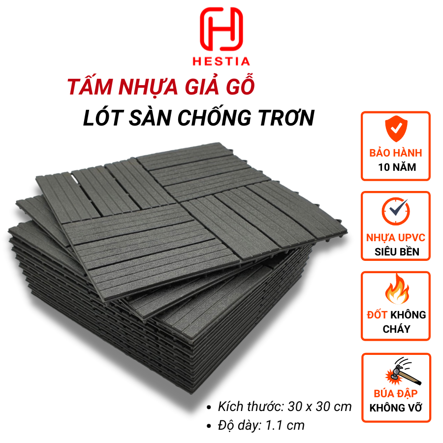 Vỉ nhựa lót sàn 12 NAN - Phong cách mới - Chống trơn trượt ban công, bể bơi, sân thượng, sân vườn, nhà tắm, quán cafe.