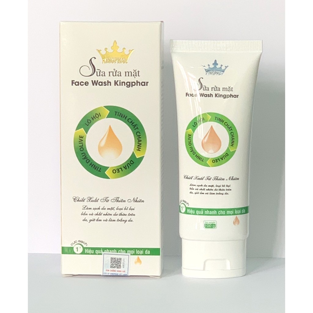 Sữa rửa mặt thảo dược Face wash Kingphar , tube 100ml, làm sạch, làm trắng , dưỡng ẩm da