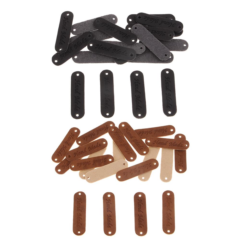 40 Chiếc Da PU Nhãn Handmade Thẻ Nhãn Chỉnh Trang Vật Trang Trí Có Lỗ