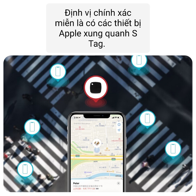 Thiết bị định vị toàn cầu GPS Sualio Tag cho Apple Find My tìm đồ vật, thú cưng, chìa khoá - Hàng nhập khẩu