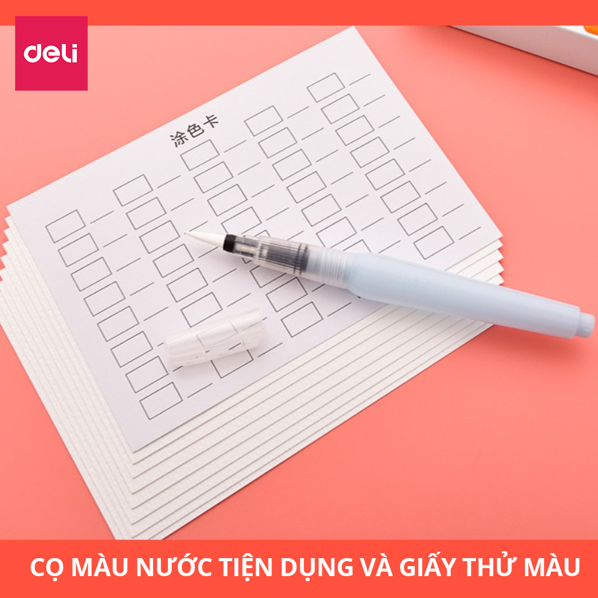 Bộ màu nước dạng nén Deli - 8 phụ kiện đi kèm - hộp sắt - 24 màu/36 màu - 73876 / 73877