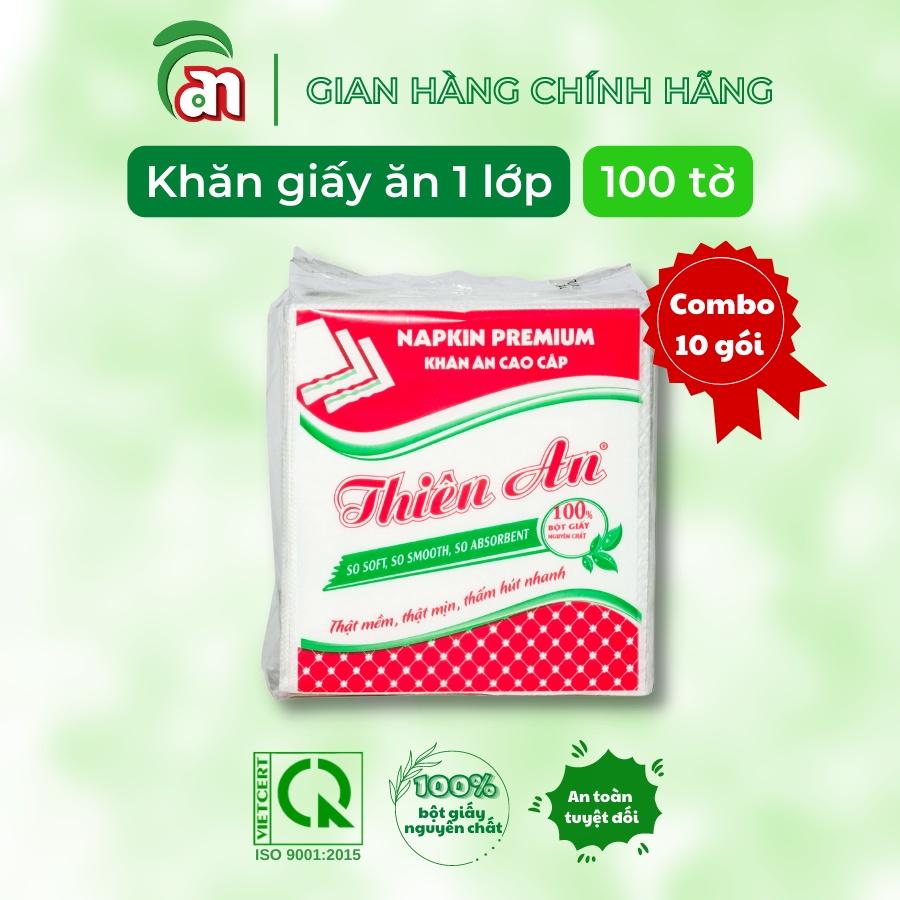 Combo 10 gói Khăn giấy ăn - khăn giấy vuông dai, không bụi Thiên An 1 lớp khổ 30cm gói 50 tờ - Thiên An Nam paper