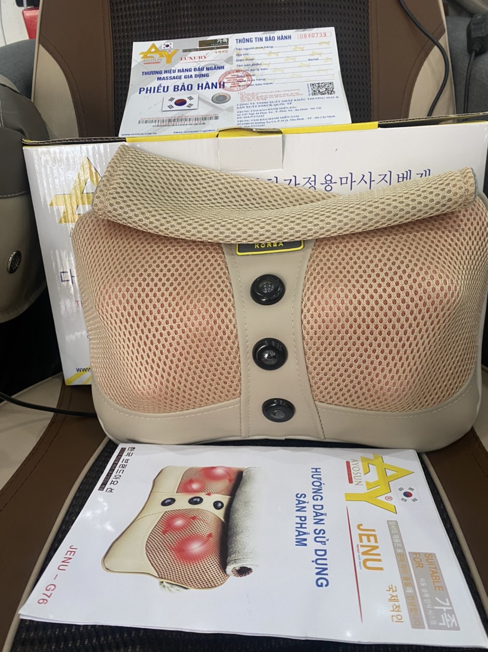 Gối Massage Cổ Vai Gáy Hồng Ngoại Đa Năng 20 Bi Cao Cấp, Bảo Hành 12 Tháng