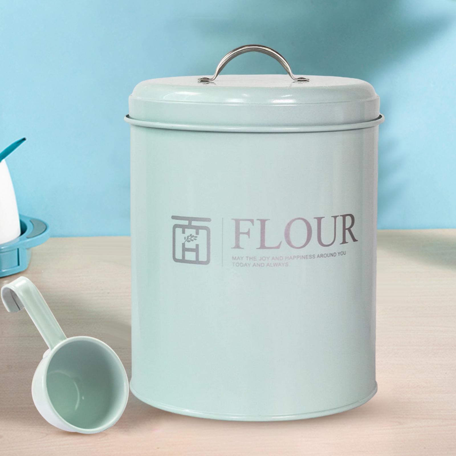 2x Airtight Flour Storag Bucket 2.5kg with Spoon for Flour Coffee Powder