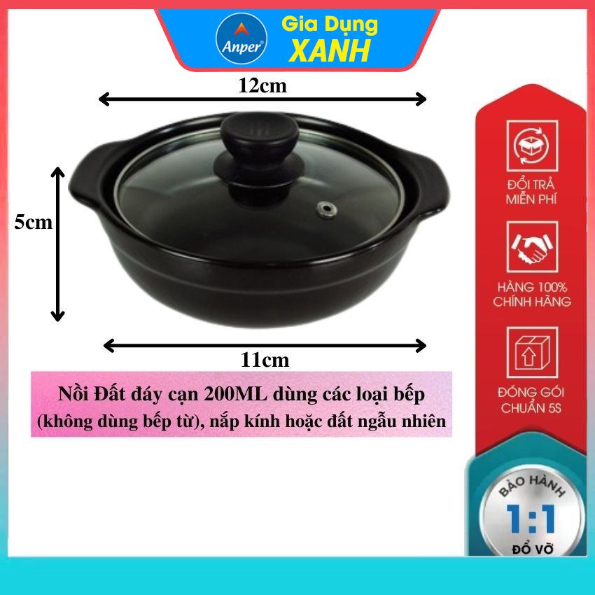 Nồi đất Loại 1 ANPER  5 6 7 8 9&quot;  inch chống dính chịu nhiệt nồi đất kho thịt nồi đất kho cá (Ko Dùng Bếp Từ) nồi đất kho tộ nồi đất nấu mì cay nồi đất hàn quốc hotpot nồi đất nung giá rẻ