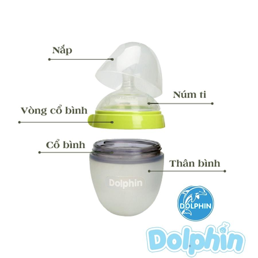 Bình sữa Silicone cao cấp Dolphin cổ rộng 150ml - DP049