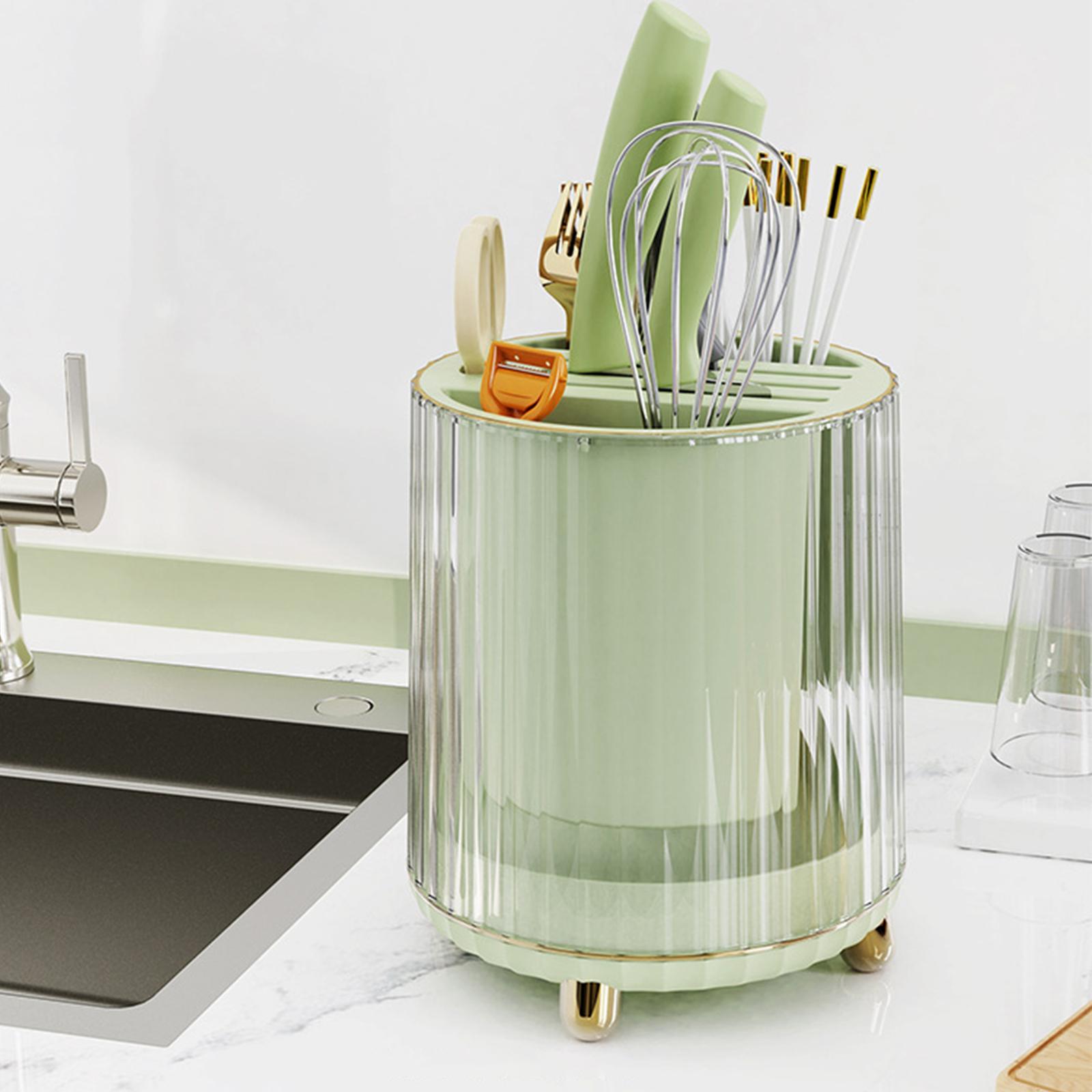 Countertop Utensil Caddy Storage Organizer Rack Flatware Caddy for Cabinet Green