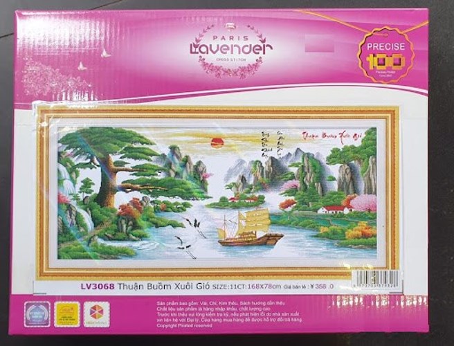 Tranh thêu chữ thập thuận buồm xuôi gió LV3068 - 168 x 78 cm - chưa thêu