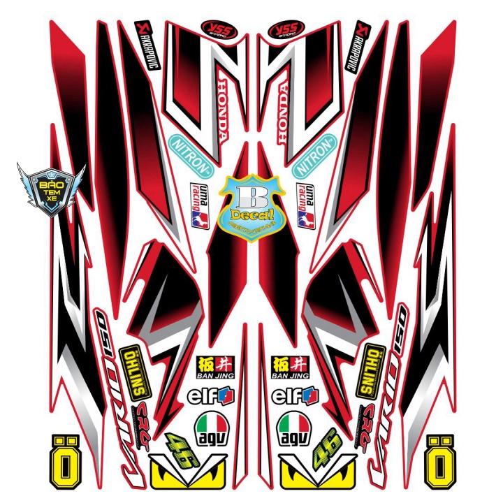 Tem rời dán xe vario 150 dán xe đỏ - Bi Decal