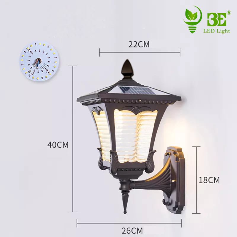 Đèn Treo Tường Gắn Tường Ốp Tường Ngoài Trời 3E LED LIGHT Năng Lượng Mặt Trời Chống Nước IP65