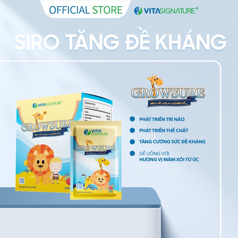 GROWSURE ENHANCED Siro tăng đề kháng Vita Signature Hộp 10 gói 5ml