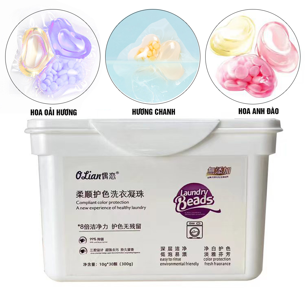 Viên giặt xả quần áo đồ vải 3 in 1, làm mềm, chất lưu hương dạng túi gel Minh House