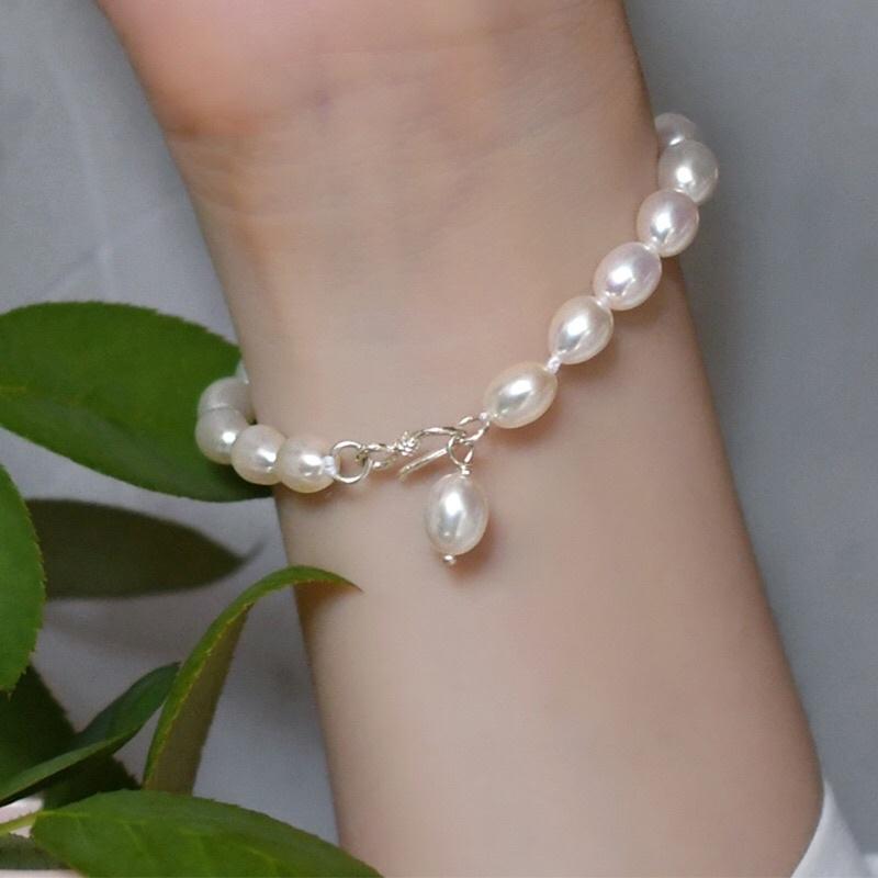 Vòng Tay Hạt Trắng Size Hạt 8ly Khóa Bạc, Vòng Tay Ngọc Trai Nước Ngọt Tự Nhiên - Ngọc Trai Trường Thịnh