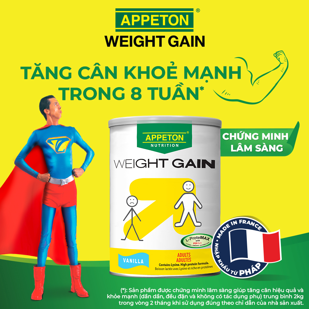 Combo 3 Sữa Tăng Cân Appeton Weight Gain cho Người lớn hương Vanilla lon 450g