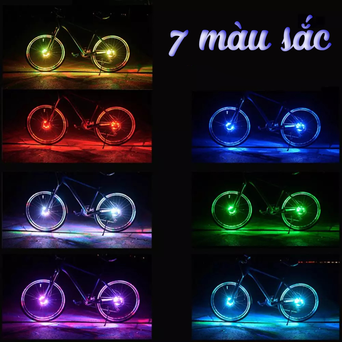 Đèn Trang Trí Cho Xe Đạp Trẻ Em Gắn Moay-Ơ Trục Giữa Xe Đạp Với 7 Màu RBG 18 Chế Độ Sáng Khác Nhau Sạc Điện USB Mai Lee