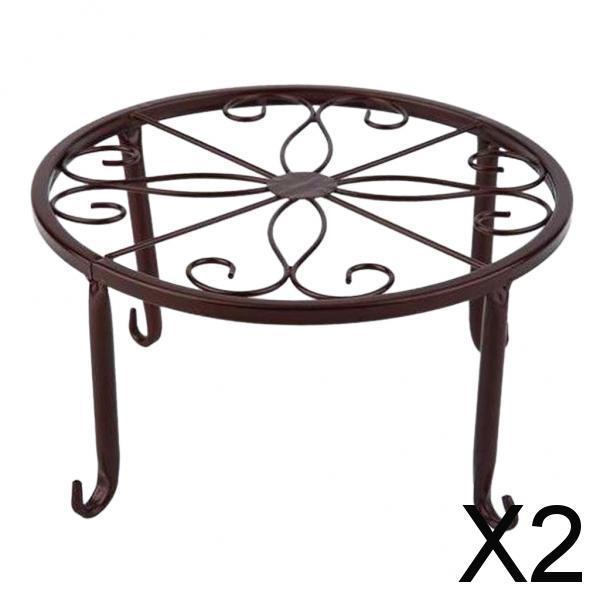 2xMetal Plant Stand Flower Pot Holder Iron Type Pot Vase Holder Shelf Bronze
